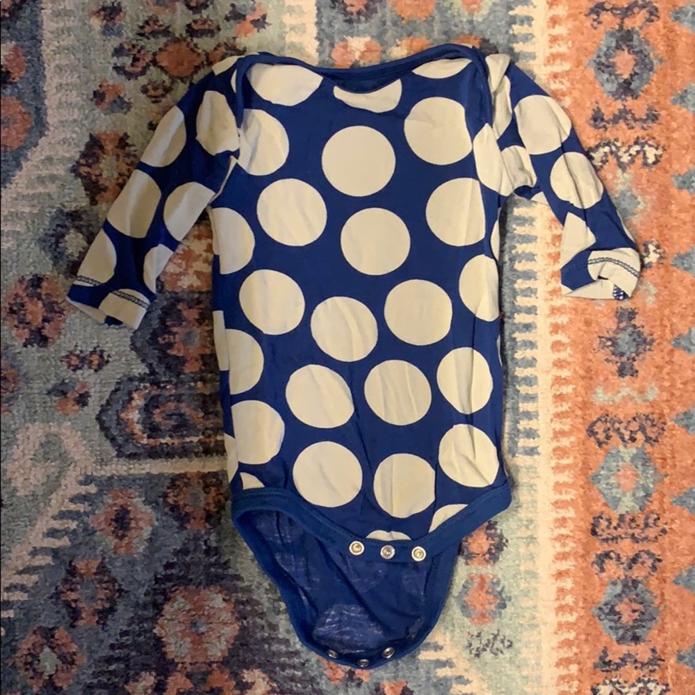 Kickee Pants Blue Polka Dot Longsleeve Onesie